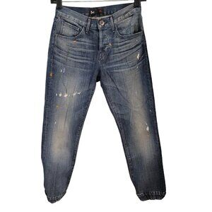 Anthropologie 3x1 paint splatter distressed button fly jogger jeans size 24